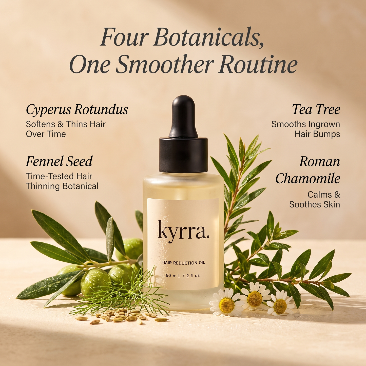 Kyrra Oil (60 ml) | Organic Oil for Removing Unwanted Hair & Ingrown Bumps
